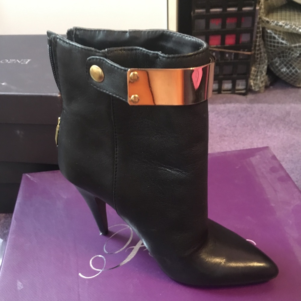 Fergie Black Booties with Gold detailing